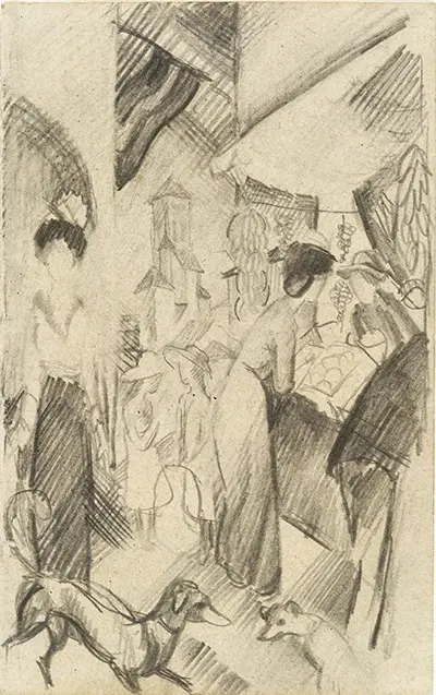Street Scene with Cathedral (Pencil on Paper) August Macke